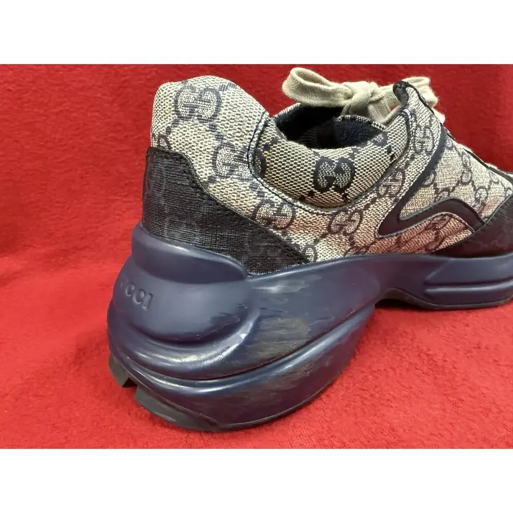Gucci GG Rhyton Beige Blue Supreme Monogram Sneakers EU 41/ Gucci 7 /US 7.5